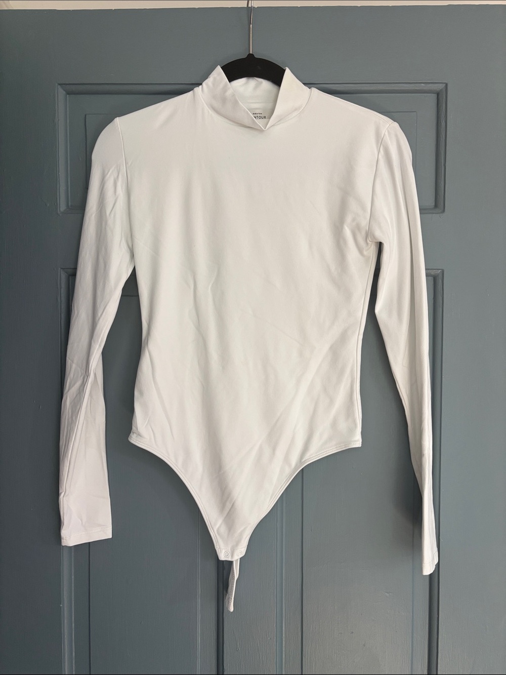 Babaton White Long-Sleeve Mock Neck Bodysuit